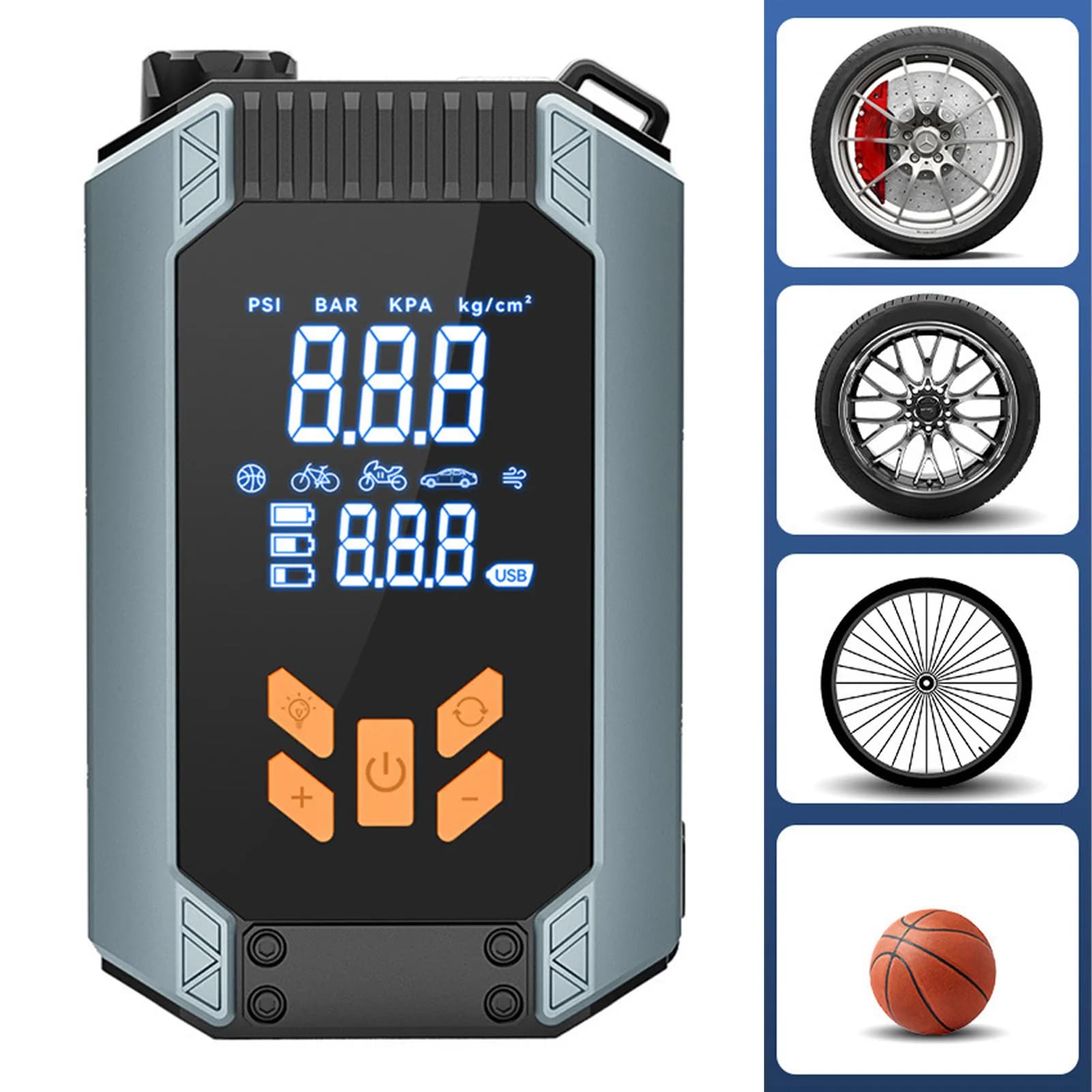 Pompa per pneumatici elettrica Efficiente gonfiatore per pneumatici senza fili Spegnimento automatico compatto 6000mAh 150PSI per palla gonfiabile per bici da moto