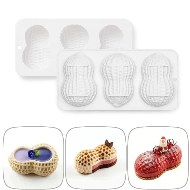 2 Stampi in Silicone a Forma di Arachide per Pasticceria, 8 Pollici, per Torte Mousse, Caramelle, Budini e Gelati