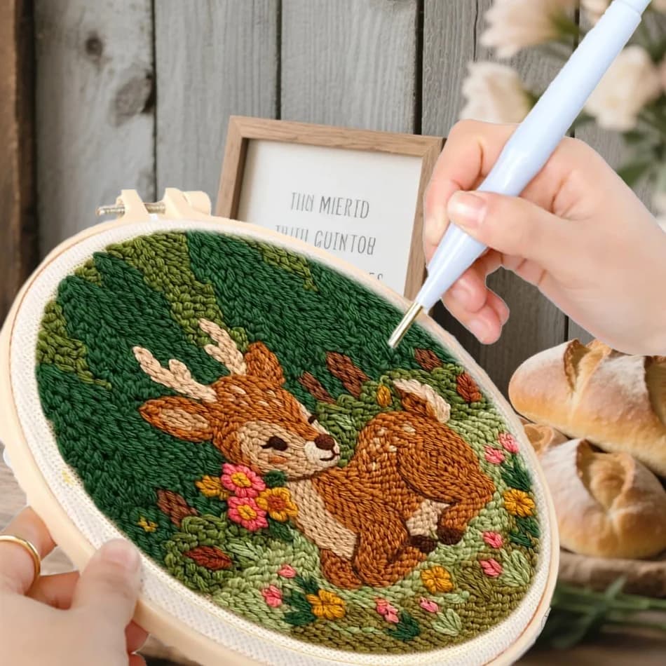 GATYZTORY punch needle embroidery package crafts supplies adults Knit Yarn Sewing kit Animals for needlework and creativity Set