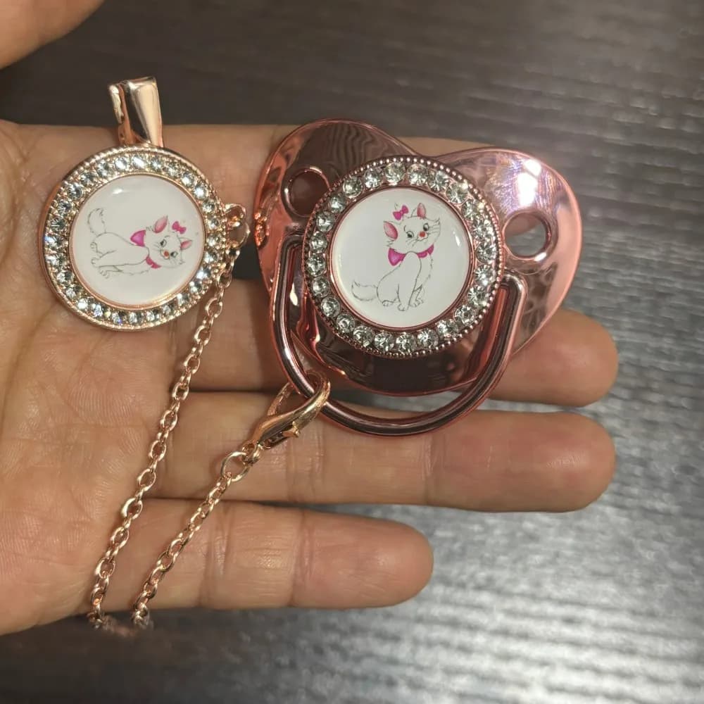 Ciuccio lucido per neonati e portaciuccio in materiale senza BPA per prodotti per mamme e neonati, regalo per neonati dal design unico