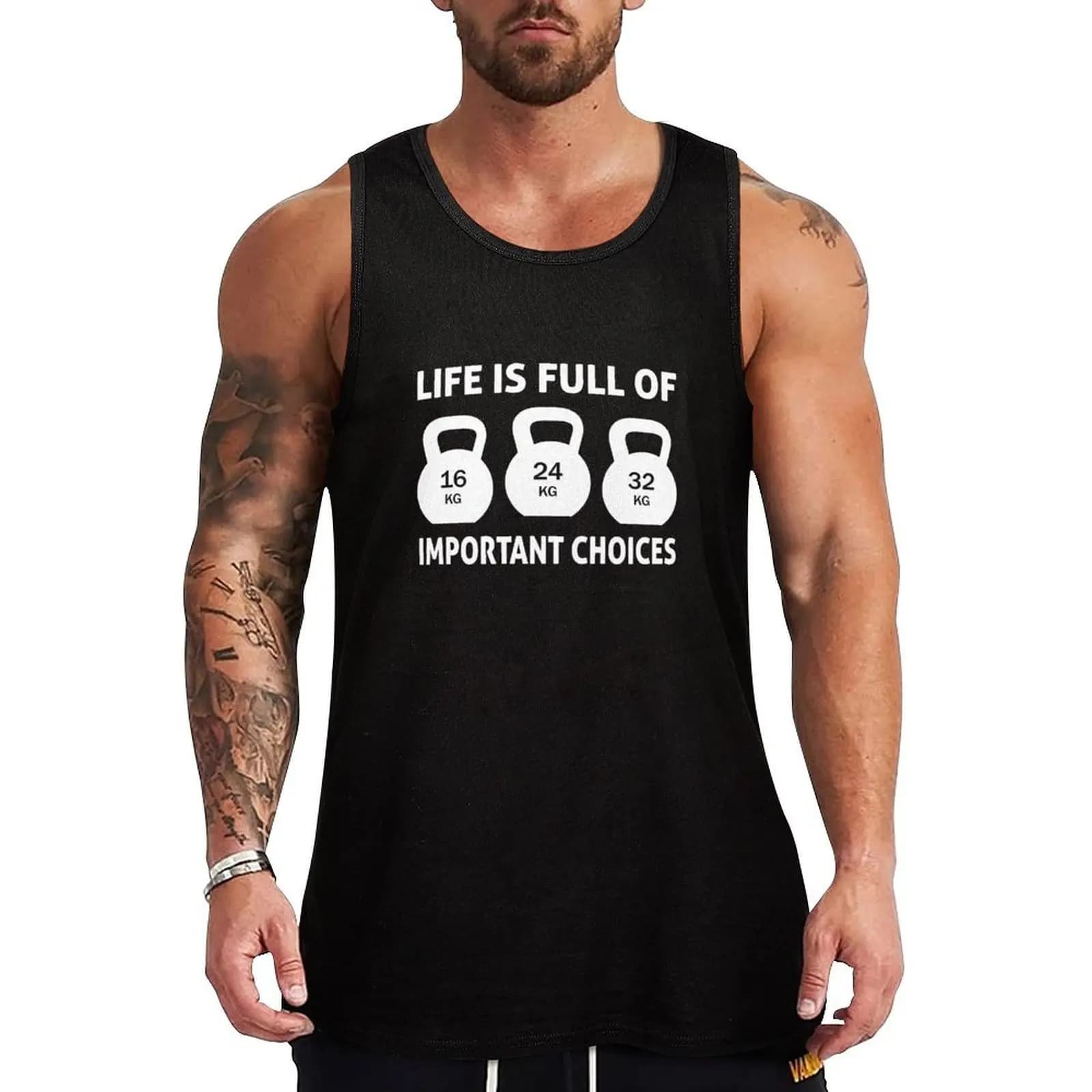 Life is full important choices Kettlebell Tank Top Urban Casual Tank Top Streetwear Sleeveless Shirt
