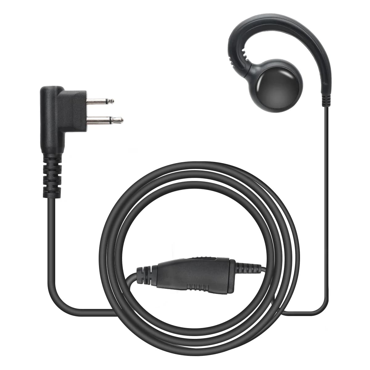 ABBREE Walkie Talkie Auricolare Spina M a 2 pin nascosto con microfono PTT grande e auricolare girevole a forma di C per Motorola Walkie Talkie GP2000