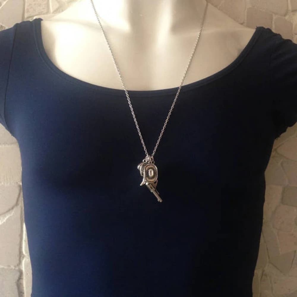 Hip-hop Retro Gold Color Western Cowboy Boot Hat Pistol Pendant Necklace for Women Men Personality Fashion Jewelry Accessories