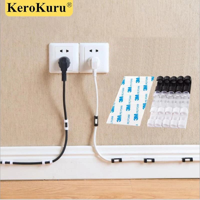 5/20 piece cable management clip, cable protector, self-adhesive winding, desktop management clip, mouse and headphone storage