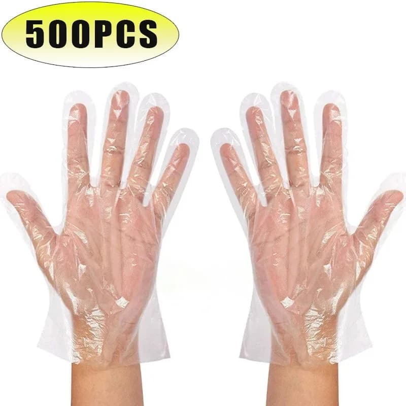 Guanti monouso trasparenti Guanti di plastica trasparenti Guanti sicuri per la preparazione degli alimenti senza lattice per la pulizia della cucina Cose da cucina per barbecue