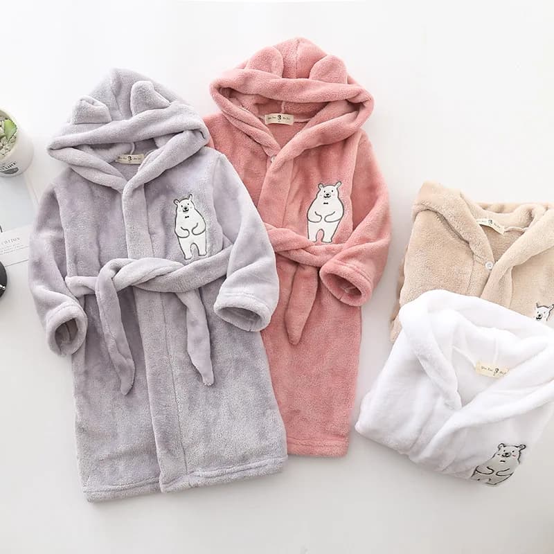 Autumn Winter Boys Girls Flannel Vestes With Hood Printing Combo Bathrobe Comfortable Pjamas Fashion pyjamas Clothing Children 4-12Y