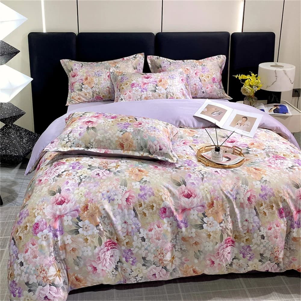 Summer Set in Silk Washed in Four Pieces, Lightweight, in Vera Silk, Sheets, Bedding Set, Bedding Set, Bedding Covers