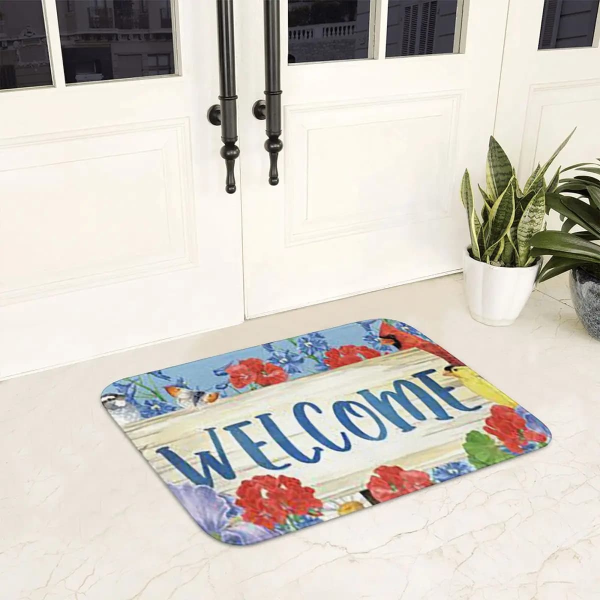 Zerbino antiscivolo con motivo uccelli, tappetino, cuscino, tappeto, per ingresso cucina, casa, bagno, soggiorno, tappetini