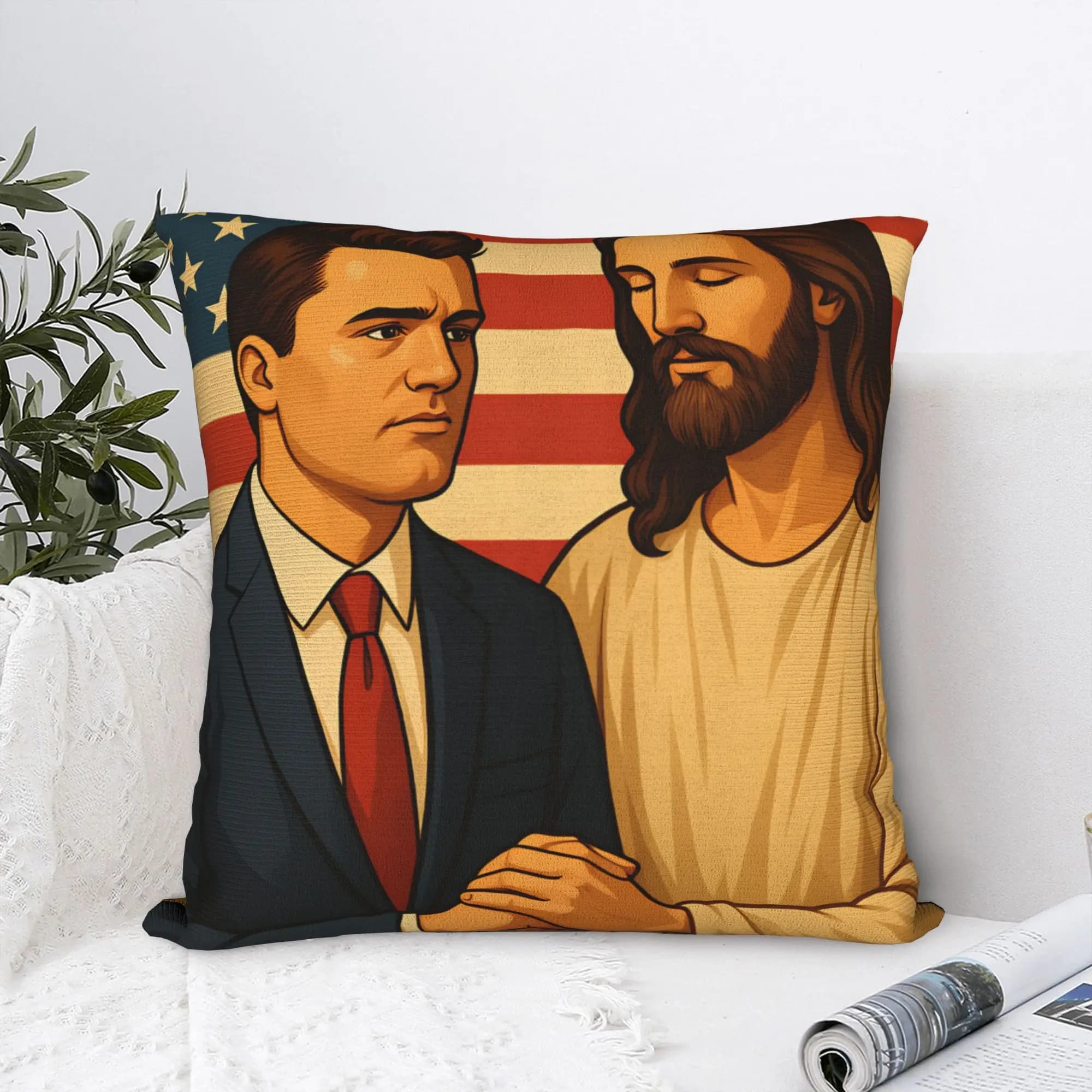 Federa per cuscino Charlie Kirk e Dio Federa per cuscino grafica per sedia Divano Decorazioni per la casa Federe divertenti