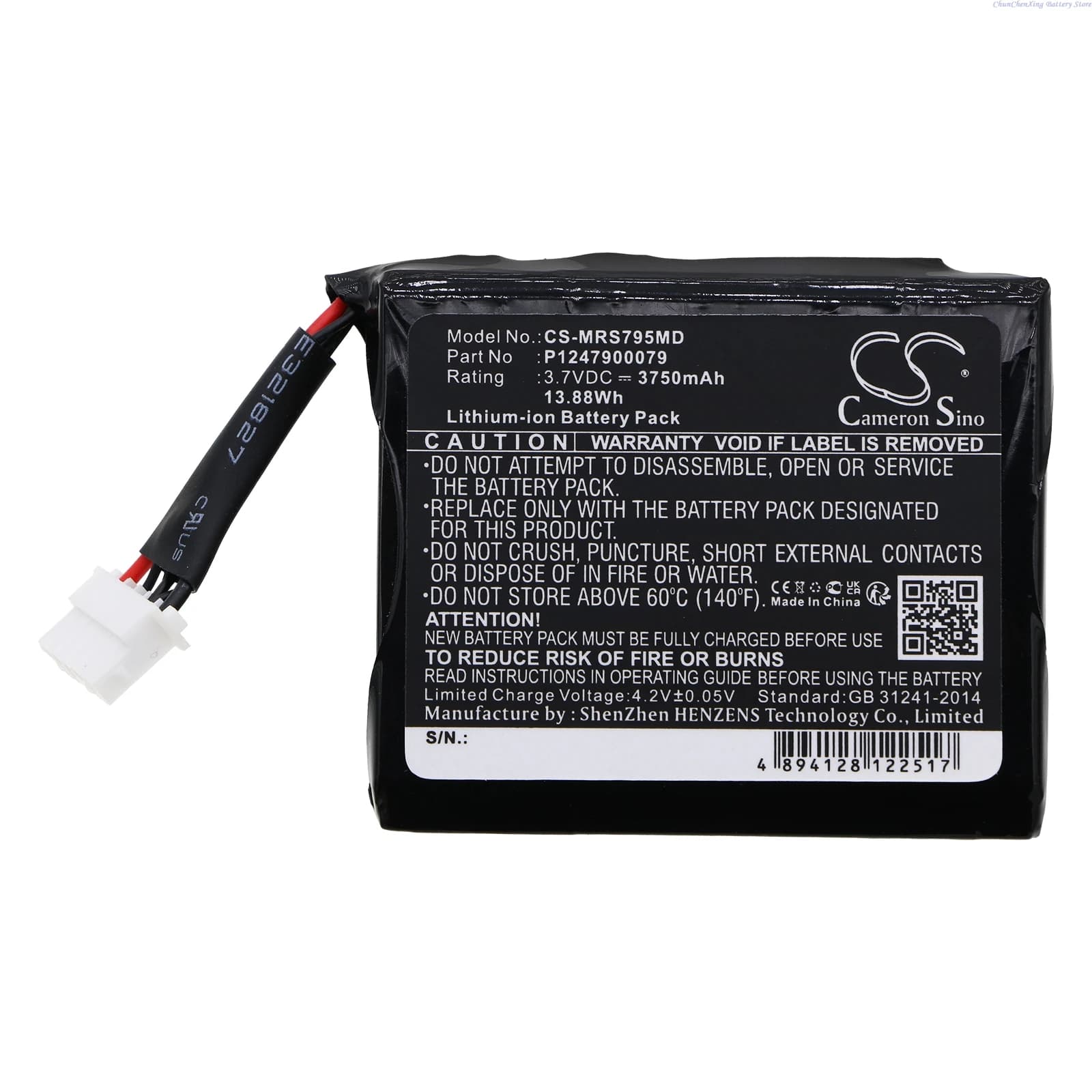 3.7V 3750mAh Medical Replacement Battery B11939 95108 for Masimo Radical-7 9500 Touchscreen Radical Pulse Oximeter type 23794