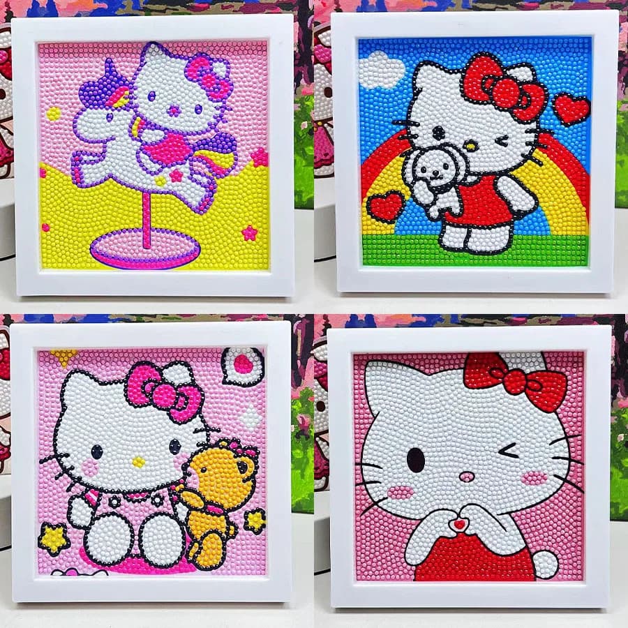 Keeppley&Sanrio Hello Kitty Kit Pittura Decorativa con Cristalli Diamantati 5D Fai da Te, Ricamo a Croce, Regalo di Compleanno, Quadro d'Arte da Scrivania