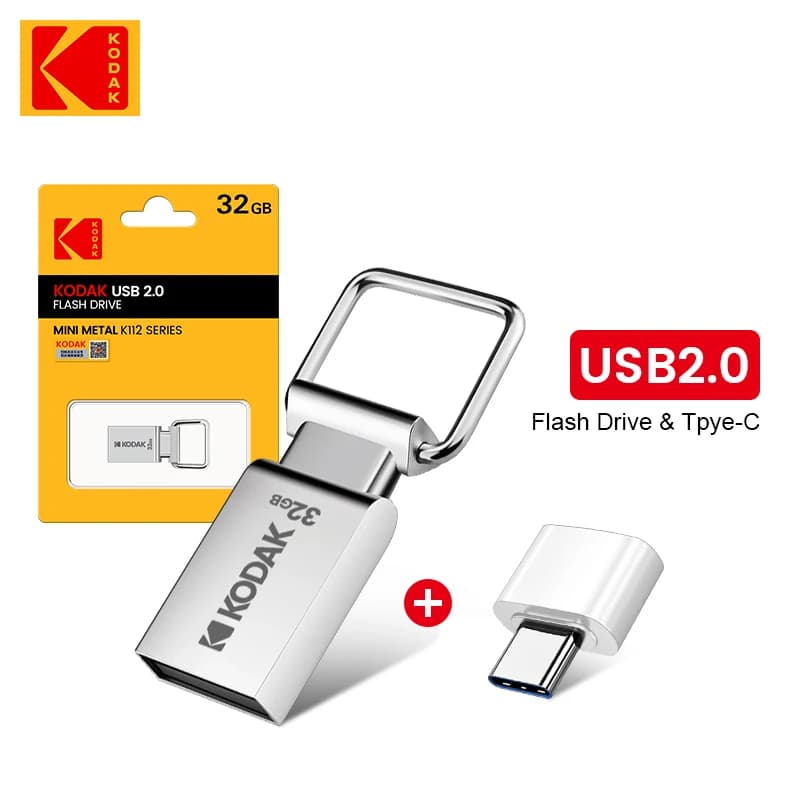 Kodak USB2.0 Flash Drive Super Mini Pen Drive 32GB 64GB Memory Stick USB antipolvere impermeabile per PC MacBook Car K112