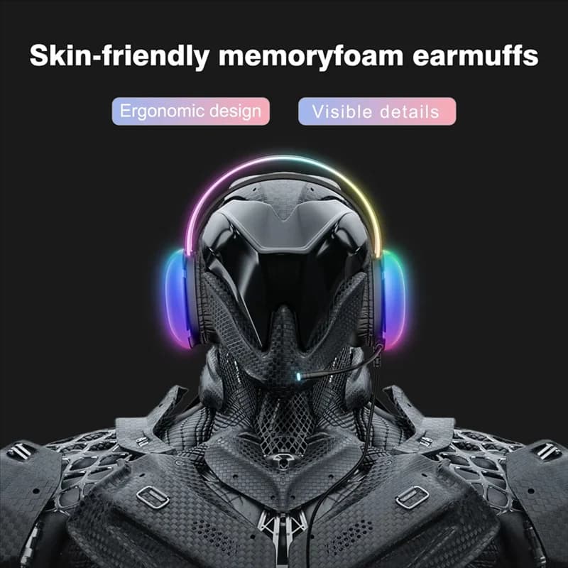 Ingenious ONIKUMA game headphones with dynamic RGB lighting Over-ear headphones wired with microphone with noise cancellation for PC