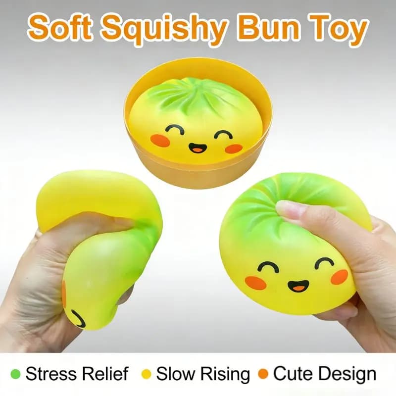 Squishy Bao Bun Fidget Trasparente Glitterato a Forma di Raviolo, Giocattolo Antistress a Lenta Risalita, Squishy a Forma di Scatola per Bambini, Regalo di Tendenza 2026