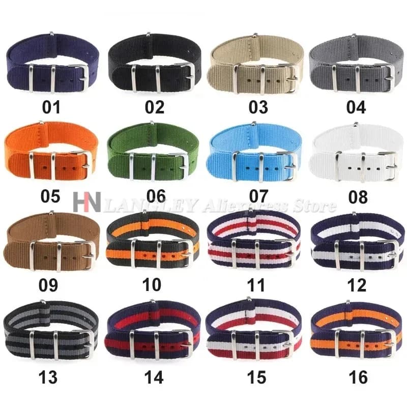 Cinturino Sportivo in Nylon da 16mm 18mm 20mm 22mm, Accessori per Cinture, Fibbia con Perni, Cinturini Neri per Orologi Omega e Seiko