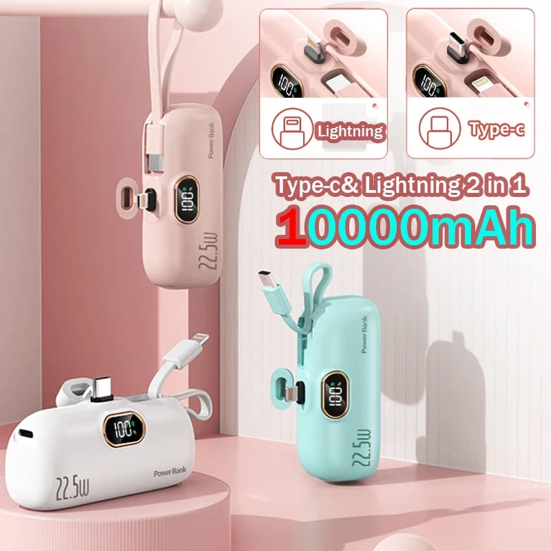 Nuovo Mini Power Bank 10000mAh Caricatore portatile PowerBank a ricarica rapida per IPhone 16 15 14 Samsung Xiaomi Batteria di ricambio esterna