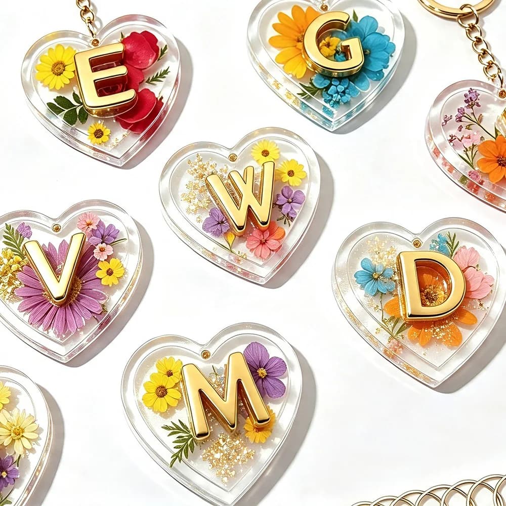 Complete 26 Letters & Heart Silicone Molds Epoxy Resin DIY Personalized Name Pendants Keychains Bag Charms Back to School Craft