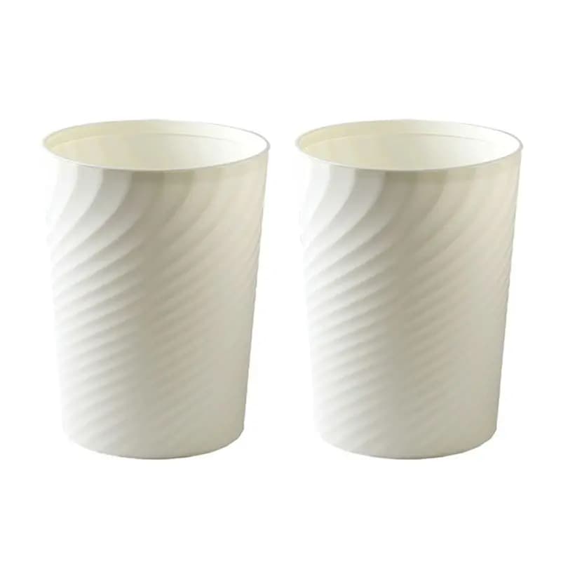 Small Trash Can Wastebasket Garbage Container Basket For Bathrooms, Kitchens, Offices, Dorms Plastic (White) 2Piece-A74P