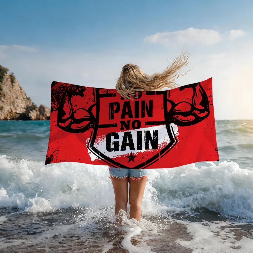 Asciugamano 'No Pain No Gain' per Doccia, Sauna, Viaggio, Spa, Asciugatura Rapida, Accessori da Palestra, Morbidi Grandi Teli da Spiaggia