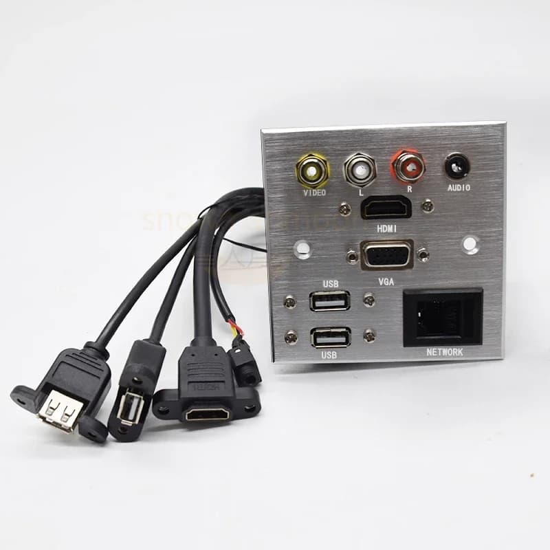 Cavo di prolunga senza saldatura in lega di alluminio presa pannello VIDEO L R AUDIO connettore scheda patch di rete VGA USB compatibile HDMI