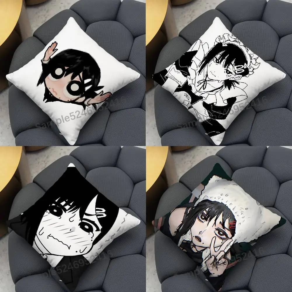 Kobeni C-Chainsaw Man Square Cushion Pillow Case Sofa Bedroom/Living Room Backrest Multiple Sizes Washable Covers