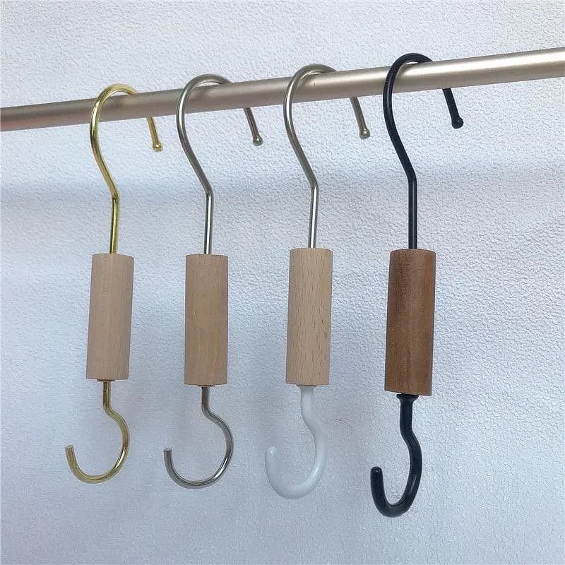 5Pcs Clothing Store Solid Wood Hooks Shelf Trouser Hanger S-shaped Clothes Hook Clothes Display Racks Household
