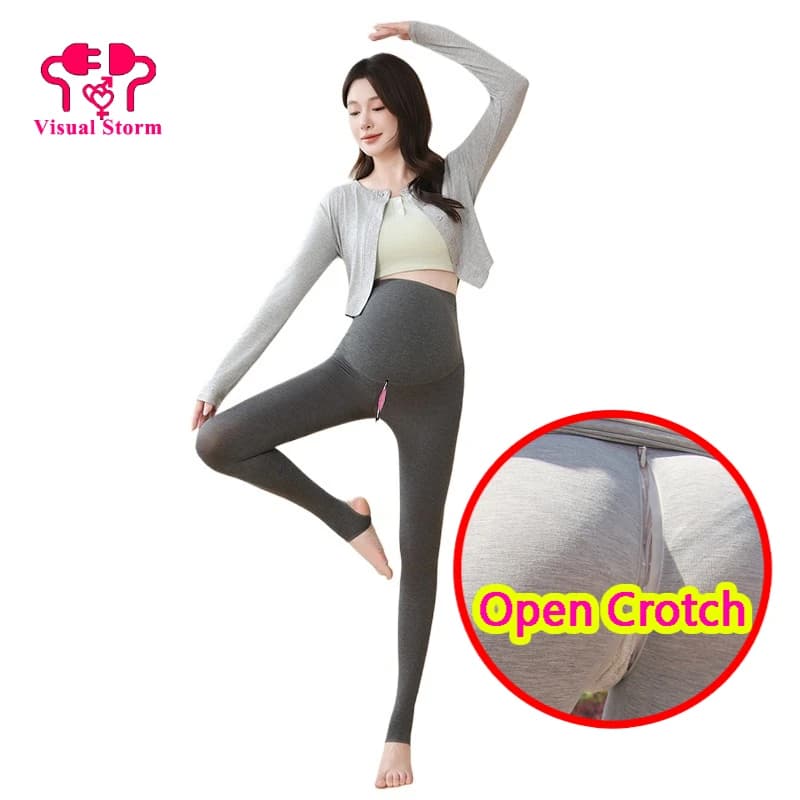Pantaloni da donna con cerniera nascosta e apertura all'inguine, supporto vita, per l'inizio dell'autunno, abbigliamento esterno versatile, comodi ed elasticizzati, senza cavallo.