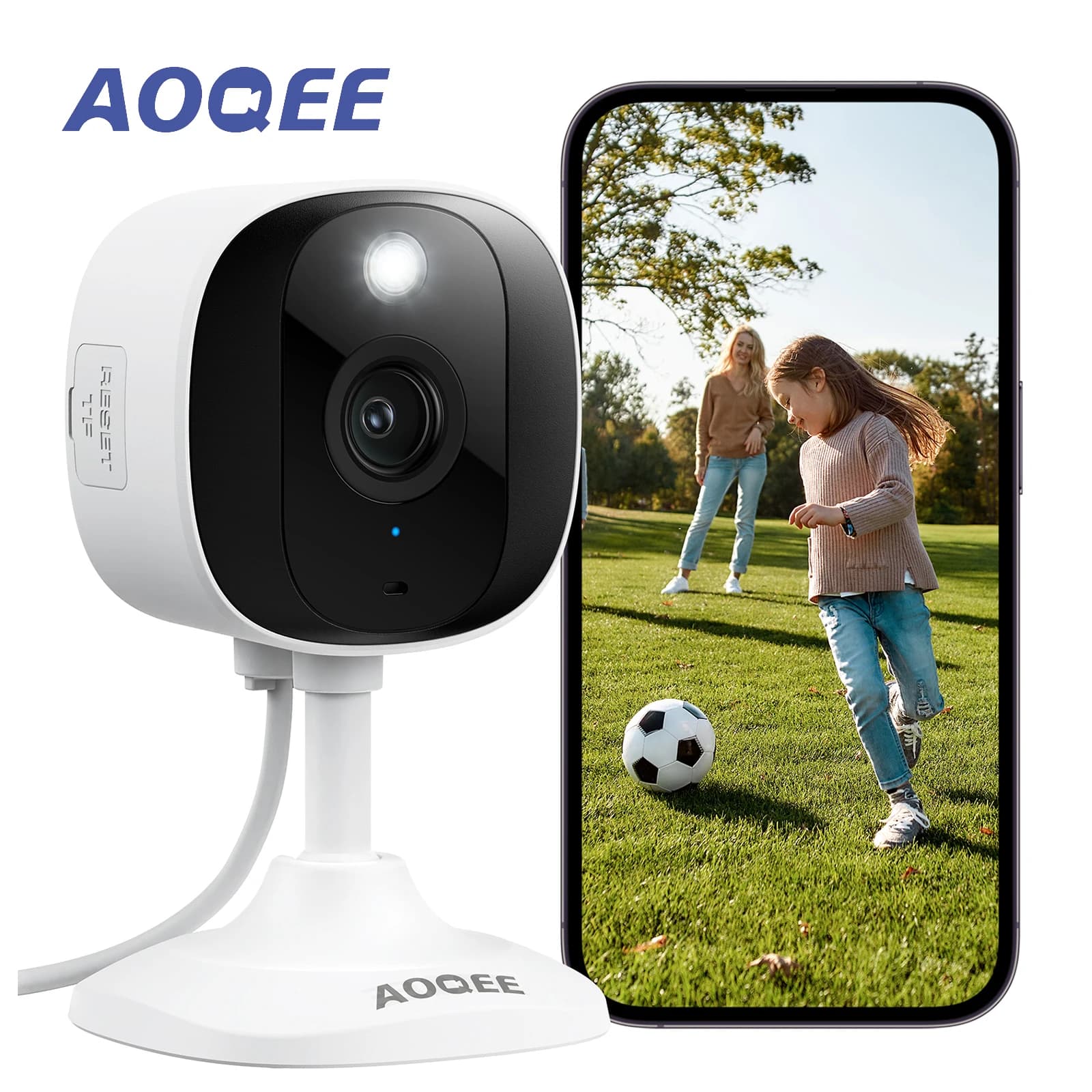 AOQEE Telecamere di sicurezza per esterni/interni 2.4Ghz, 2K HD Wireless WiFi/Cane da compagnia Gatto Baby Monitor per la sicurezza domestica Impermeabile