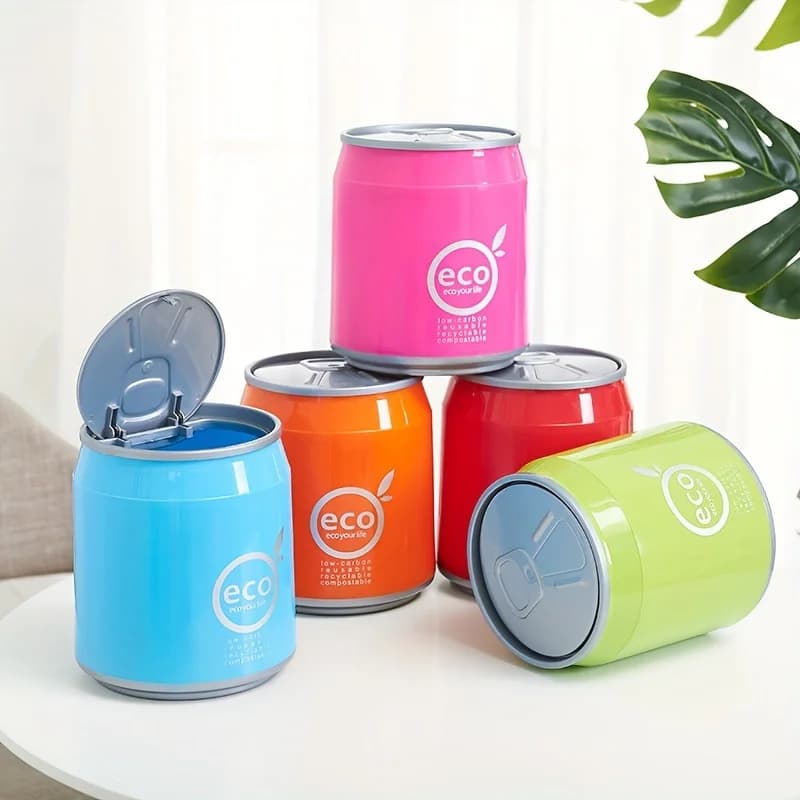 Cestino per rifiuti, Cestino in plastica con chiusura a pressione, Cestino per auto, Cestino da scrivania, Cestino per carta, Organizzazione e pulizia domestica