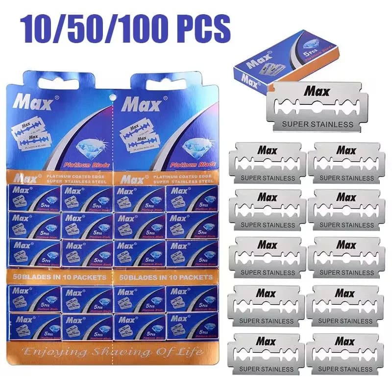10/50/100 PCS Lama di rasoio in acciaio inossidabile vecchio stile manuale lama di rasoio a doppia faccia strumenti per parrucchiere barbiere
