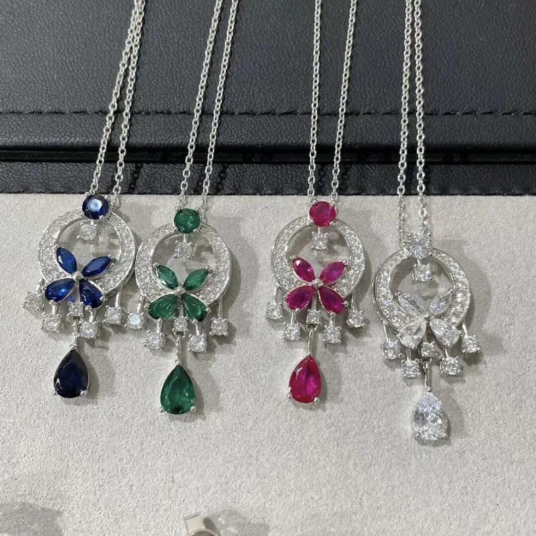 Classic palace style Dreamcatcher butterfly necklace women's light luxury inlaid water drop tassel collar chain wedding jewelry