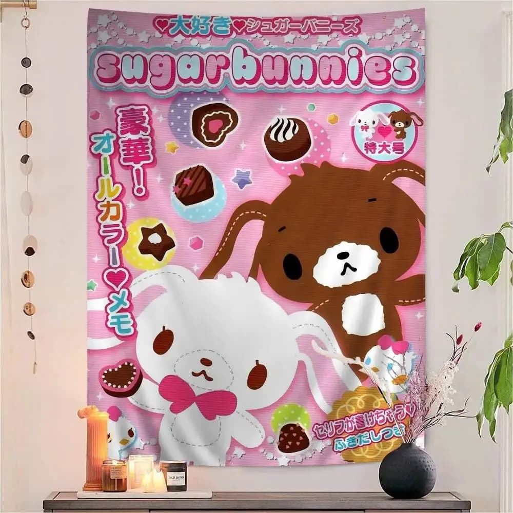 Sugarbunnies stampato grande arazzo da parete carta dei tarocchi gonna da parete hippie dormitorio appeso a parete hippie economico