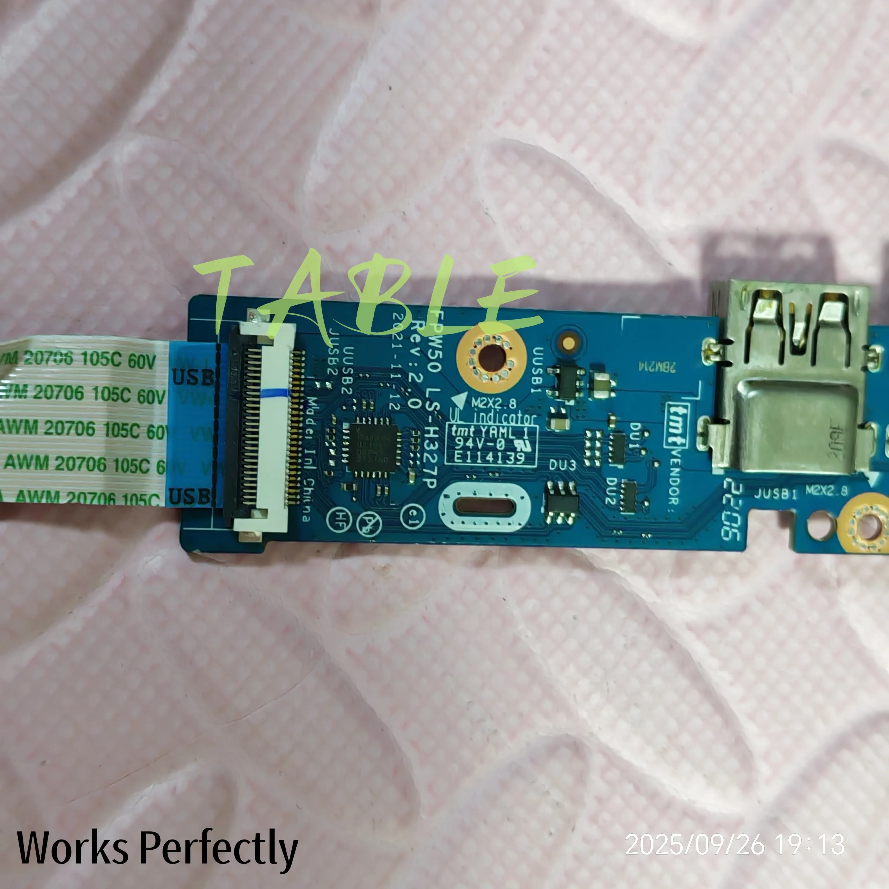 FPW50 LS-H327P REV:1.0 Per HP 15-DW 15S-DU 15S-DY TPN-C139 Scheda USB per laptop con cavo L52039-001 Testato al 100%