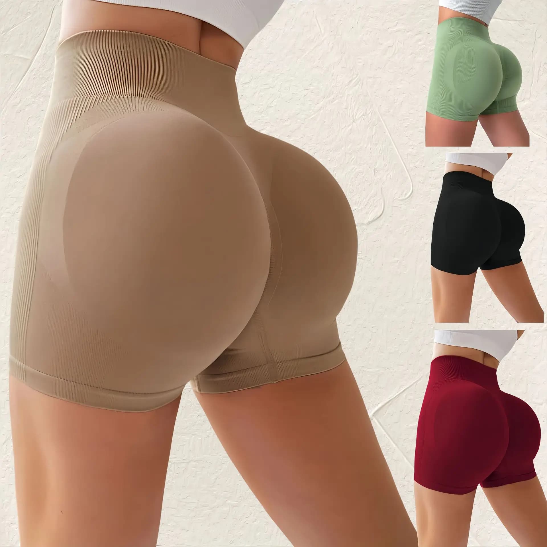 Women's High Waist Sports Shorts, Sexy Push-Up, Adherents for Yoga, Cycling, Jogging, Fitness, Without Sewings, Ropa De Yoga