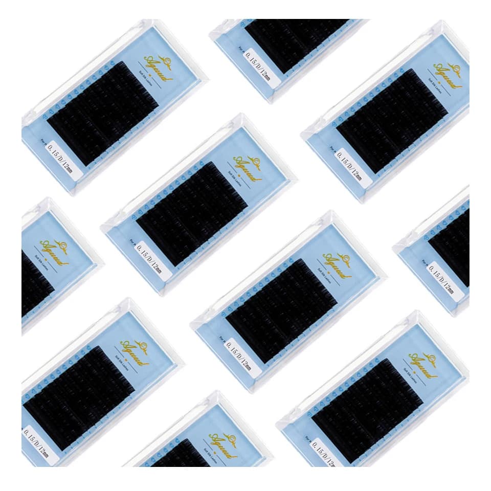 AGUUD Extension 16 file Russian volume eyelashes, 5-25mm, synthetic mink effect, black, cashmere, single eyelashes for extension