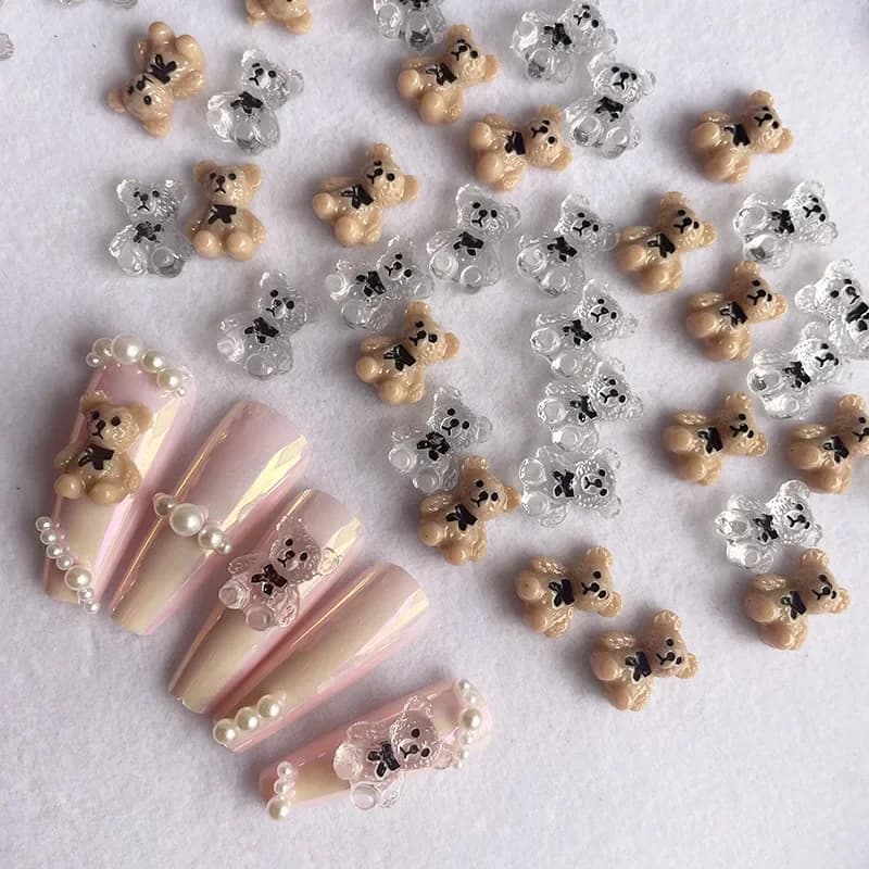 Nail Art Simpatico orso Gioielli in metallo satinato Caramelle tridimensionali Cartone animato 3D Corona Orso Bianco Ciondoli per unghie carini