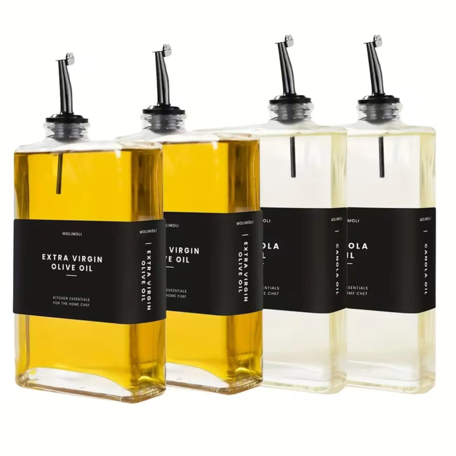 Set di 4 Dispenser in Vetro per Olio d'Oliva e Aceto, per Cucina e Tavola da Pranzo
