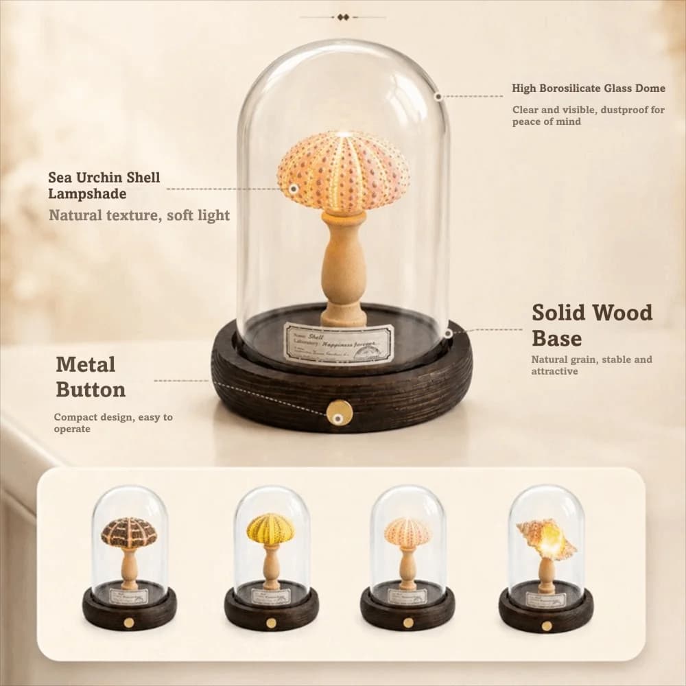 Conch Light Handmade Shell Lamp Soft Lighting Flicker Free Sea Urchin Lamp Mini Size Novelty Design Mini LED Lamp Study Desk