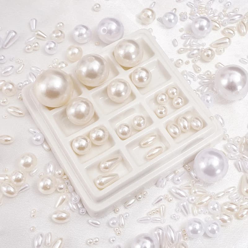 Perline di perle d'imitazione in plastica ABS Perline distanziatrici sciolte avorio/bianco per la creazione di gioielli Accessori per orecchini, collane, braccialetti fai da te