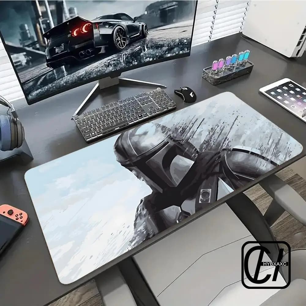 Tappetino per Mouse da Gaming, Tappetino per Scrivania, Tappetino per Tastiera, S-star W-wars T-the M-mandalorian, Mousepad in Gomma Antiscivolo per Laptop