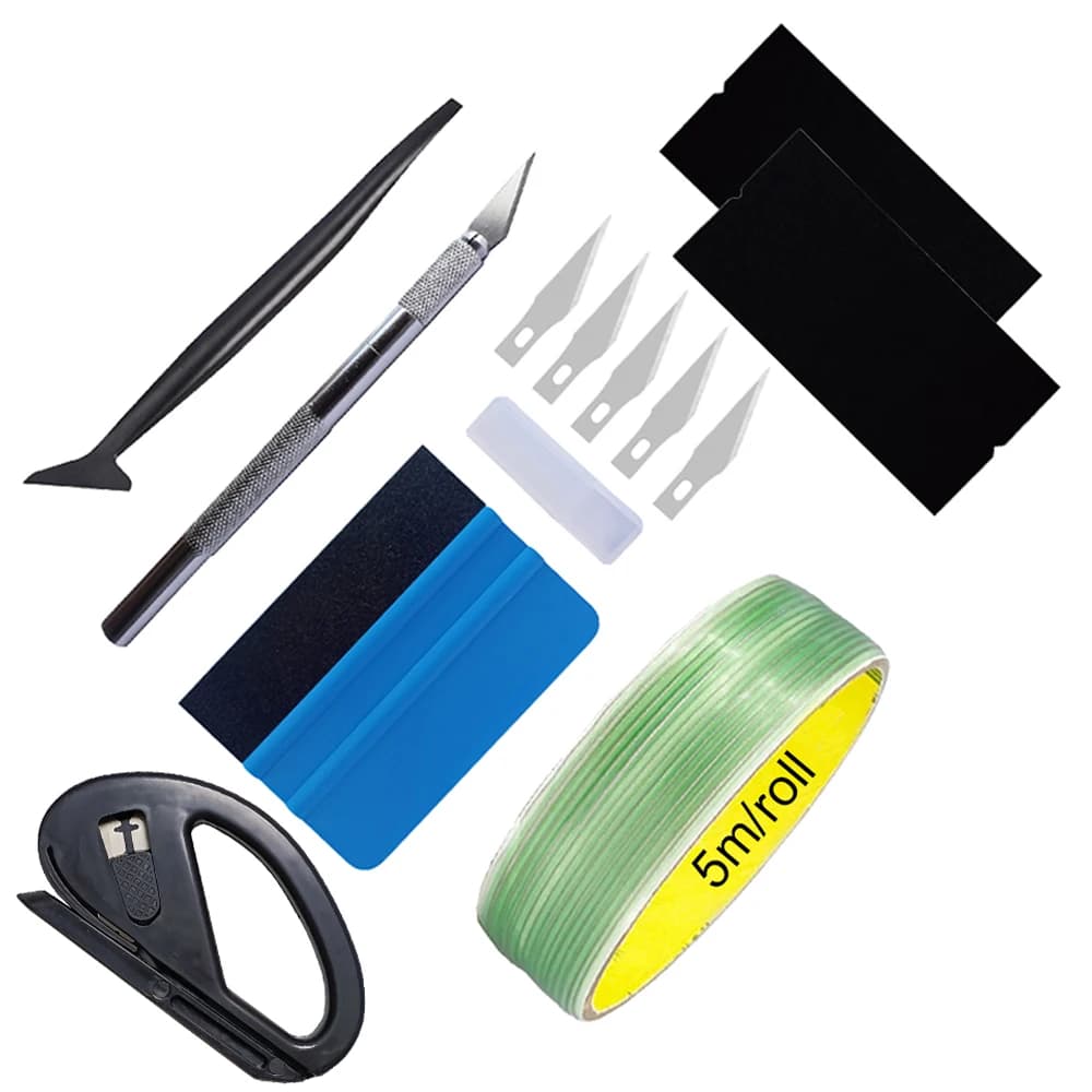 Kit di Strumenti per Wrapping Auto, Pellicola Oscurante per Finestrini, Raschietti in Plastica, Coltello per Applicazione Pellicole
