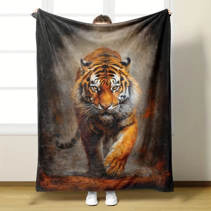Comoda coperta tigre morbida, coperta in flanella per tutte le stagioni, adatta per ufficio, letto e viaggi, regalo perfetto per uomini, donne