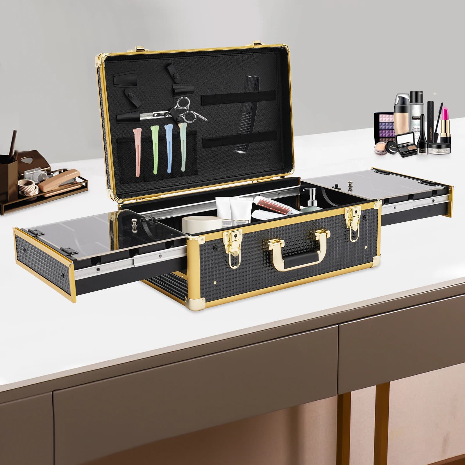 Toolbox barber 19,49 * 12,6 * 7,87 inch Transport case for barber with locks and keys