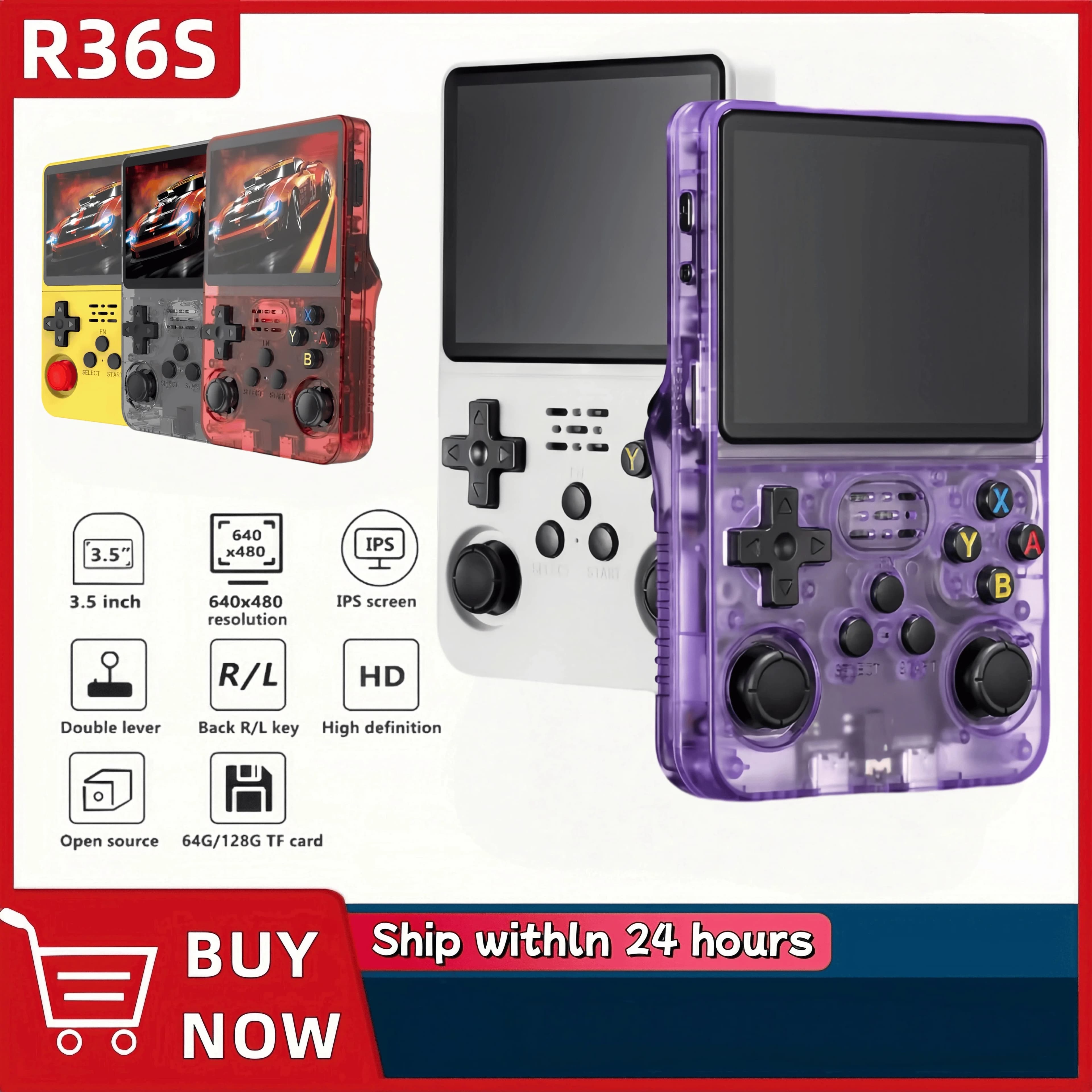 R36S Portable Video Game Console Retro ARKOS System 3.5 Inch IPS Screen Classic Portable Video Player 128G Games Kid Gift