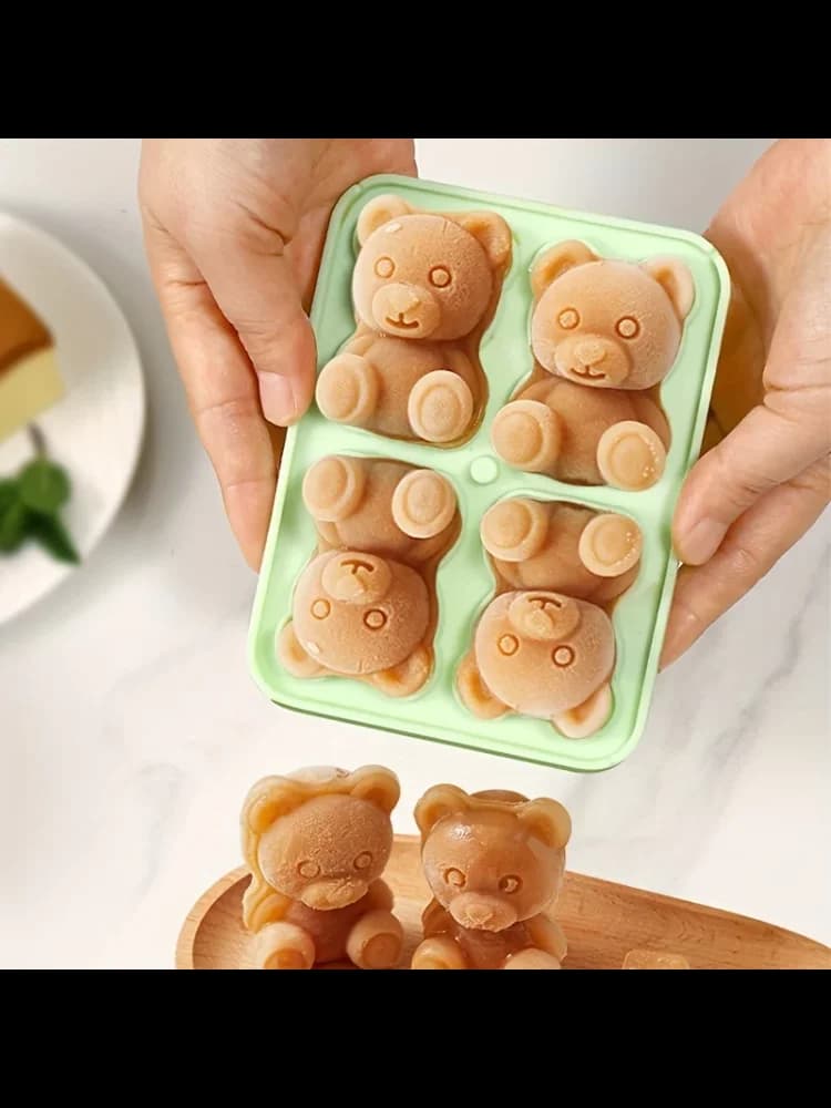 1pc simpatico orsacchiotto vassoio per cubetti di ghiaccio flessibile per uso alimentare stampo per cubetti di ghiaccio in silicone vassoi per ghiaccio per congelatore
