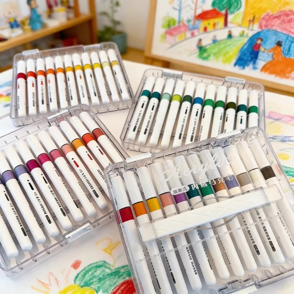 Pennarelli Acrilici Colorati con Punta Morbida a Pennello, Inchiostro Diretto, 12/24/36/48/60/72 Colori, Impermeabili, Flessibili, per Pittura Artistica Fai-da-Te