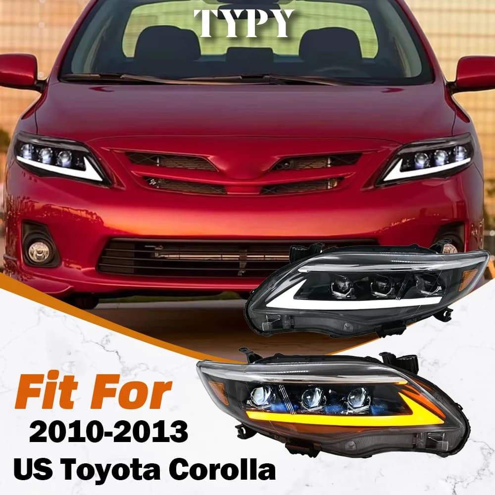 TYPY 2Pcs Car Lights For US Toyota Corolla Headlight 2010-2013 LED Projetor head Lamp Daytime Running Light Auto Accessories