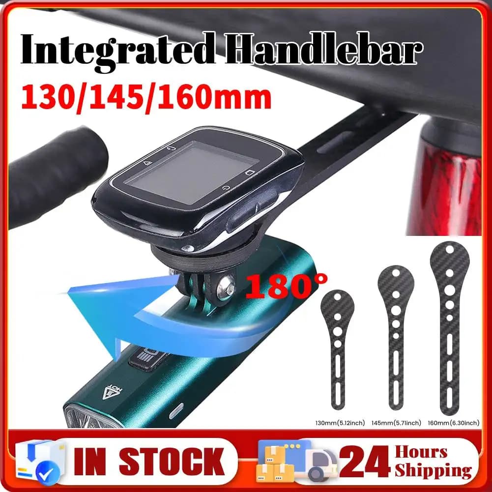 Integrated Support for Computer from Carbon Fiber for Handlebar, Compatible with Garmin, Bryton and Action Camera