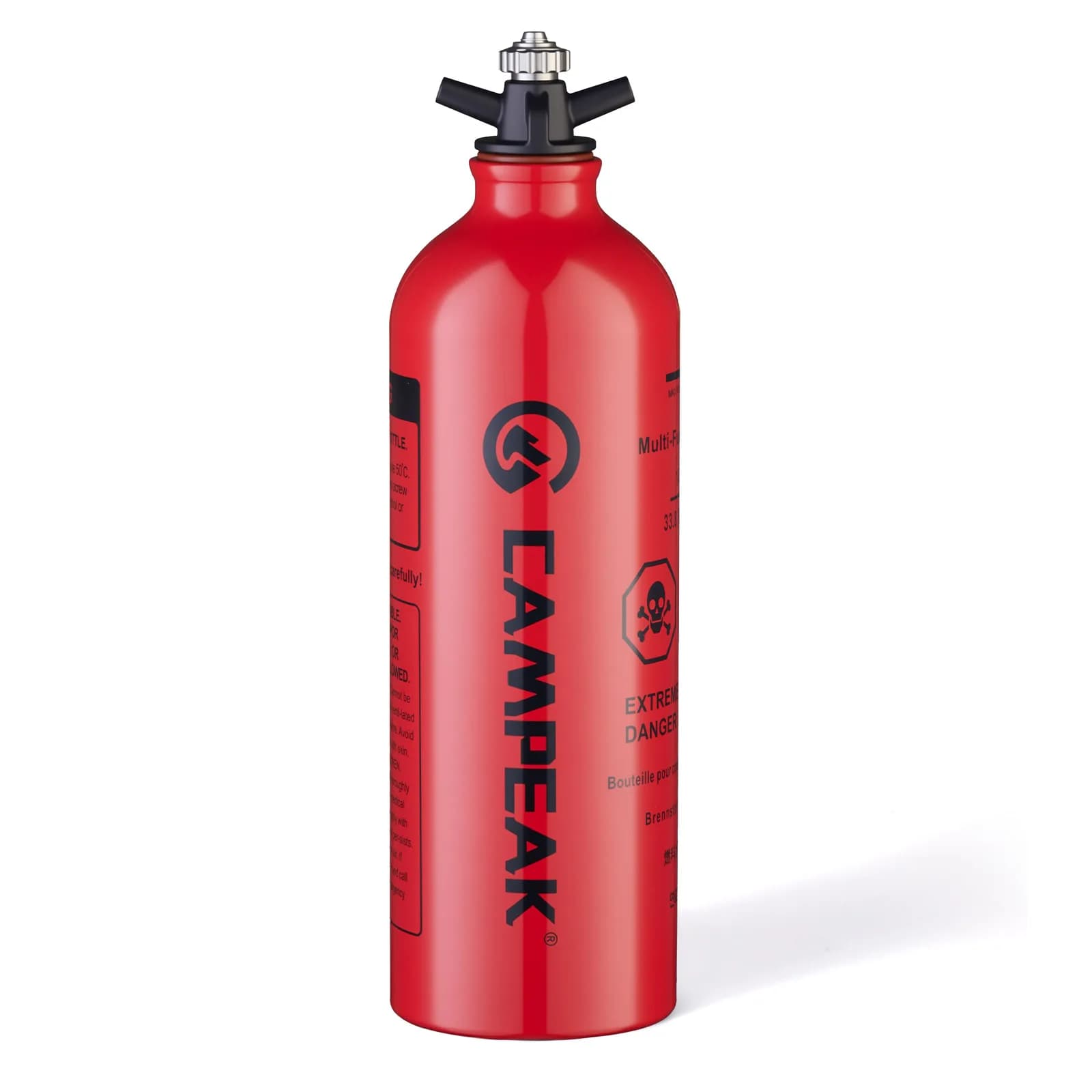 CAMPEAK Bottiglia di carburante liquido Secchio d'acqua rosso da 1 litro per campeggio all'aperto con valvola di sicurezza
