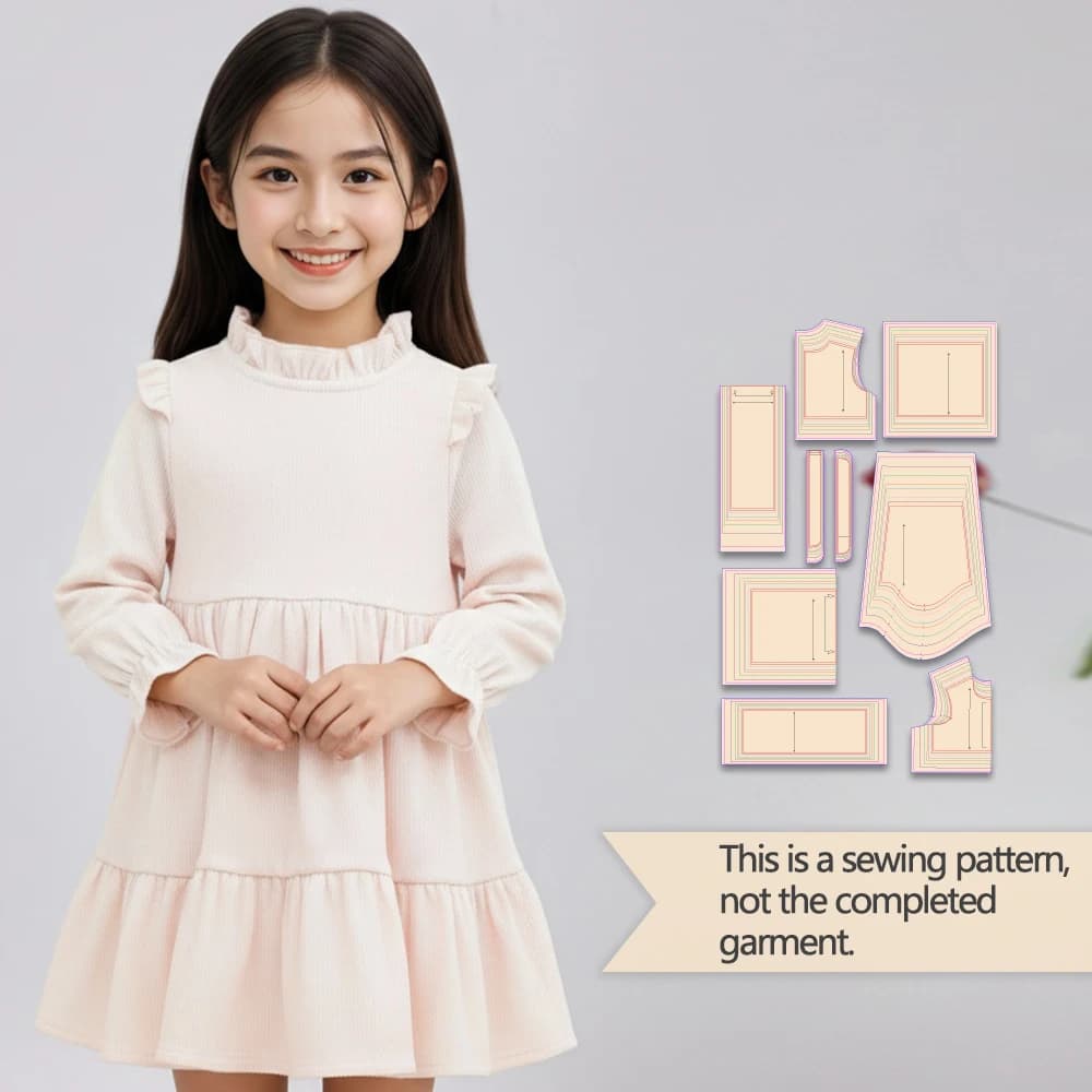 Ruffled Tiered Dress Sewing Patterns, Multi-size Kraft Paper Templates With 1:1 Original Scale
